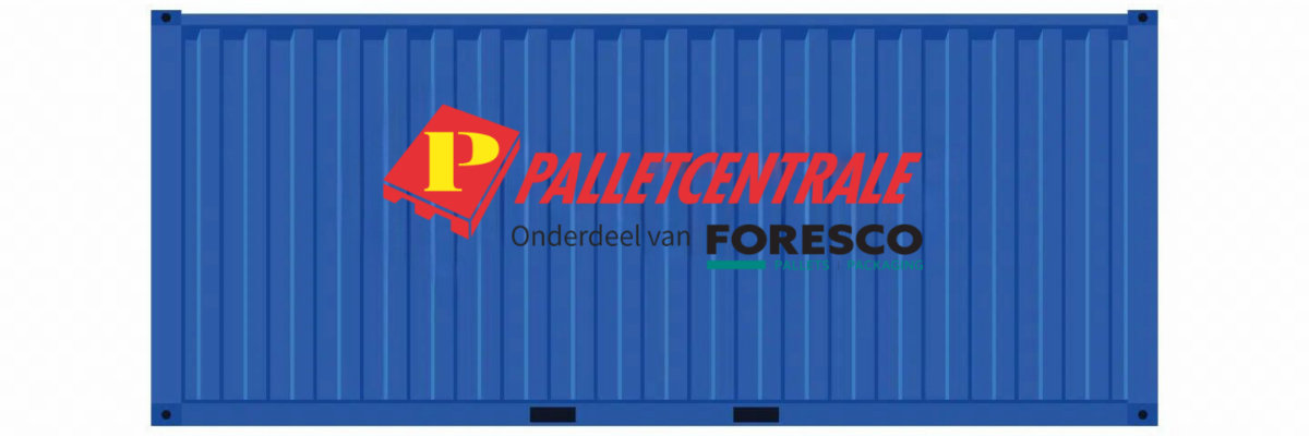 Container met nieuw logo palletcentrale foresco