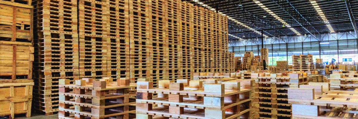 pallets opgestapeld in waren huis voor elke sector