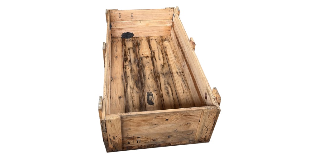 Houten kist met deksel 80x120cm, gebruikt product afbeelding